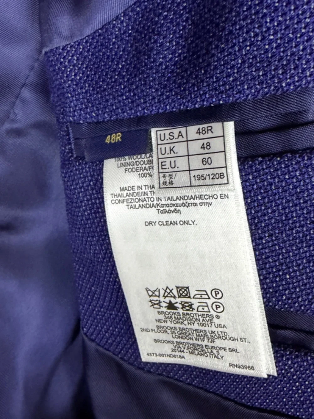 Brooks Brothers Reda Blazer Men 48R Blue Regent Fit 2 Button Single Vent